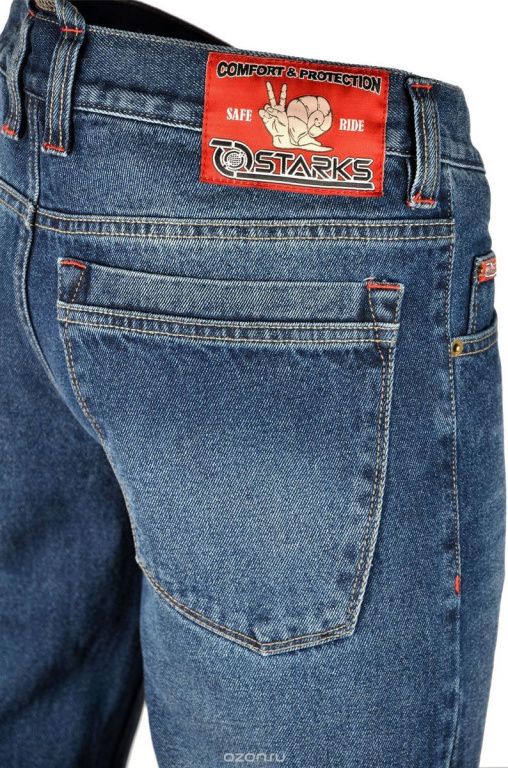 Мотоджинсы с кевларом Starks Python slim fit Stonewash синий потертый
