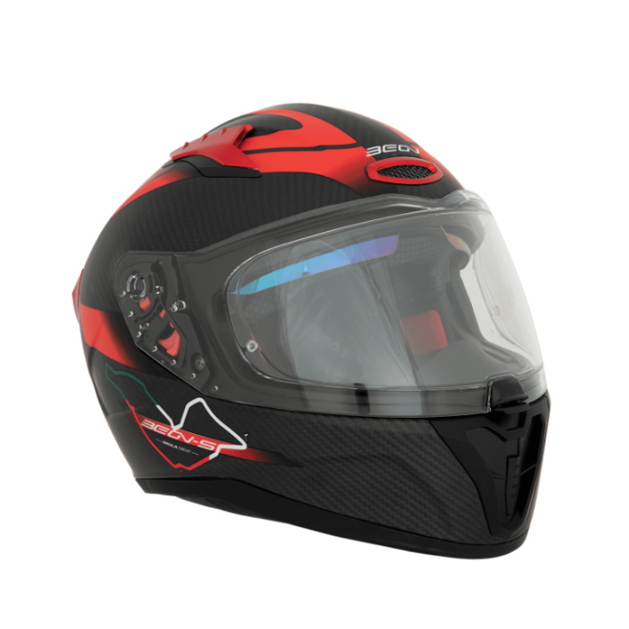 Мотошлем Beon B-500 Carbon Matt Carbon/Black/Red