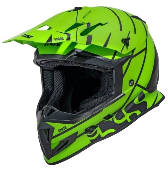 Кроссовый шлем IXS361 2.2 IXS Черно-зеленый матовый