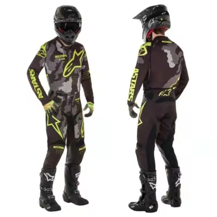 Детский комплектдля мотокросса Replica Alpinestars черный/камо/желтый