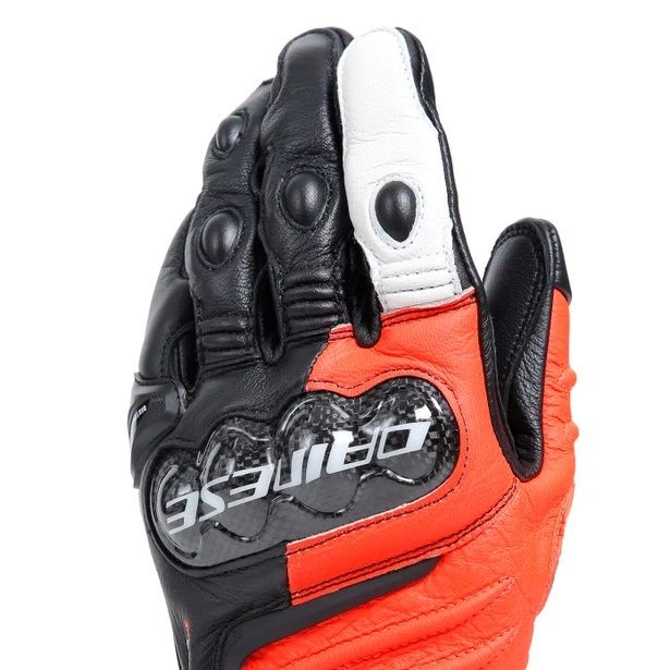 Перчатки кожаные Dainese Carbon 4 Long Black/fluo-red/white