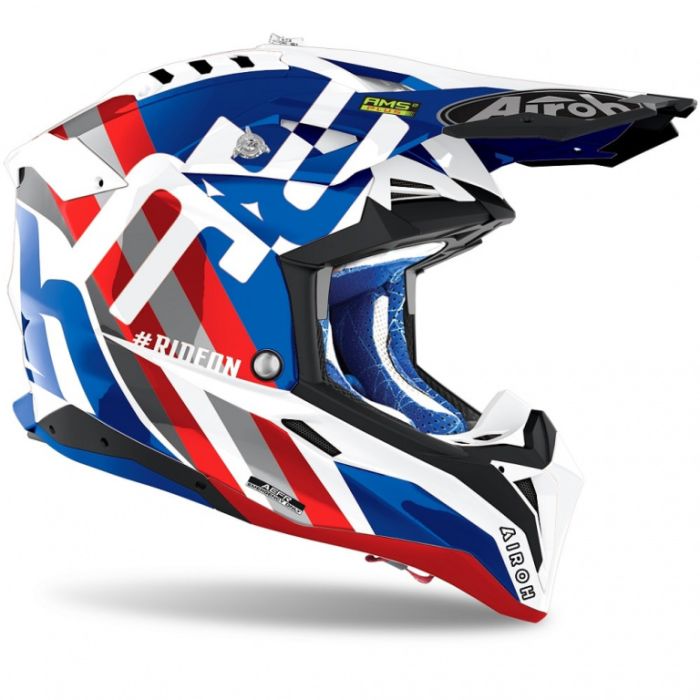 Шлем внедорожный AIROH Aviator 3 Rainbow Blue-Red Gloss