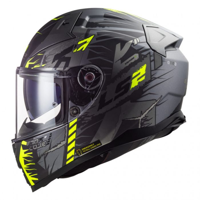 Мотошлем LS2 FF811 VECTOR II TECHBOT матовый серо-желтый