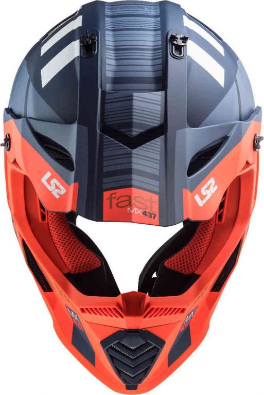 Кроссовый шлем LS2 MX437 Fast Evo XCode оранжевый/голубой