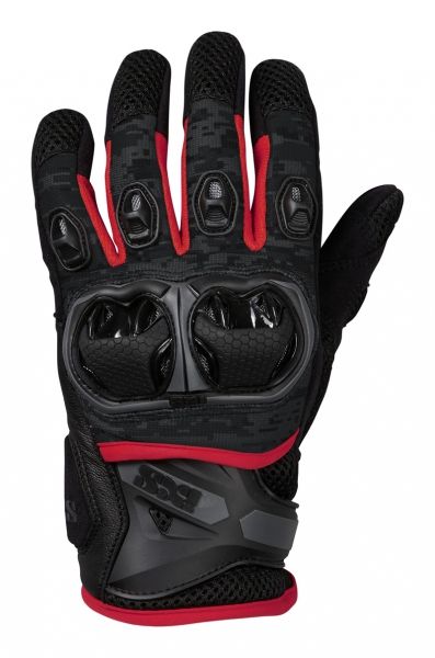 Перчатки кожаные IXS Tour LT Gloves Montevideo Air Черно-серо-красный