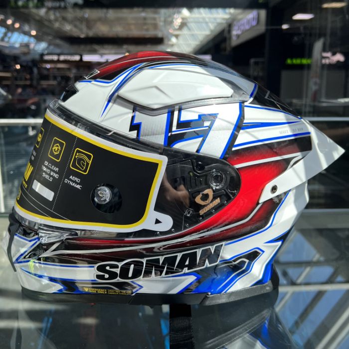 Мотошлем Soman Taiko-S Topspeed 17 Gloss White Blue