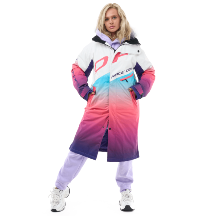 Плащ зимний Dragonfly Race Coat Winter Sunset Woman Coral - Blue