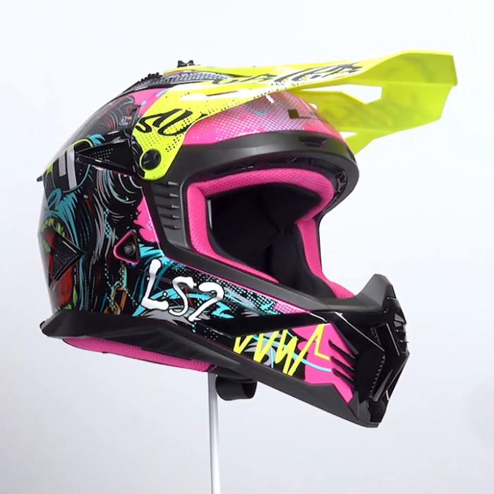Мотошлем LS2 MX708 FAST II Gorilla фиолетово-желтый